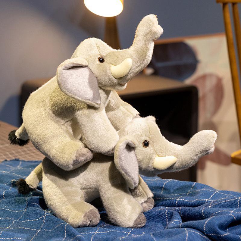 Adorable Realistic Grey Elephant Plush Cushion Toy for Children Realistic Grey Elephant with Upturned Nose