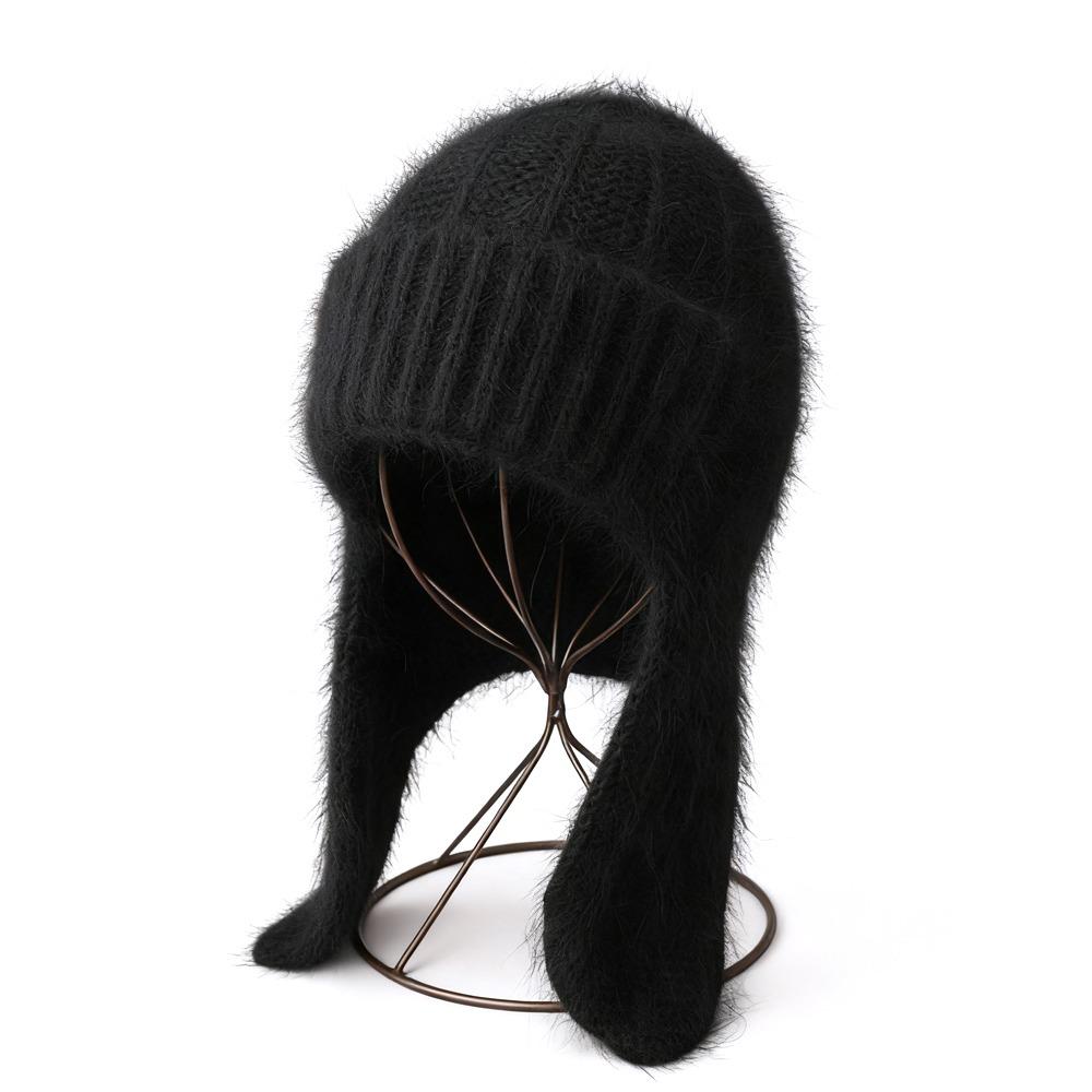 Warm Fur Ear Flap Cap Soft Skullies Beanies Cozy Woman Knit Cap Winter Season