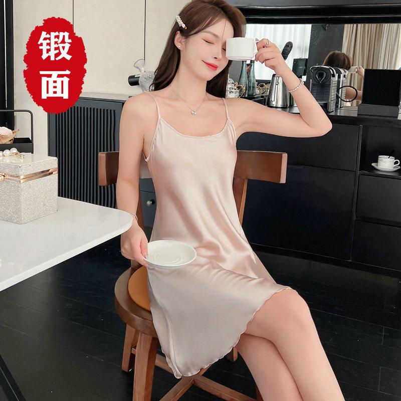 New sexy pajamas women's summer ice silk nightdress suspender shorts loungewear two-piece suit thin Internet celebrity live broadcast
