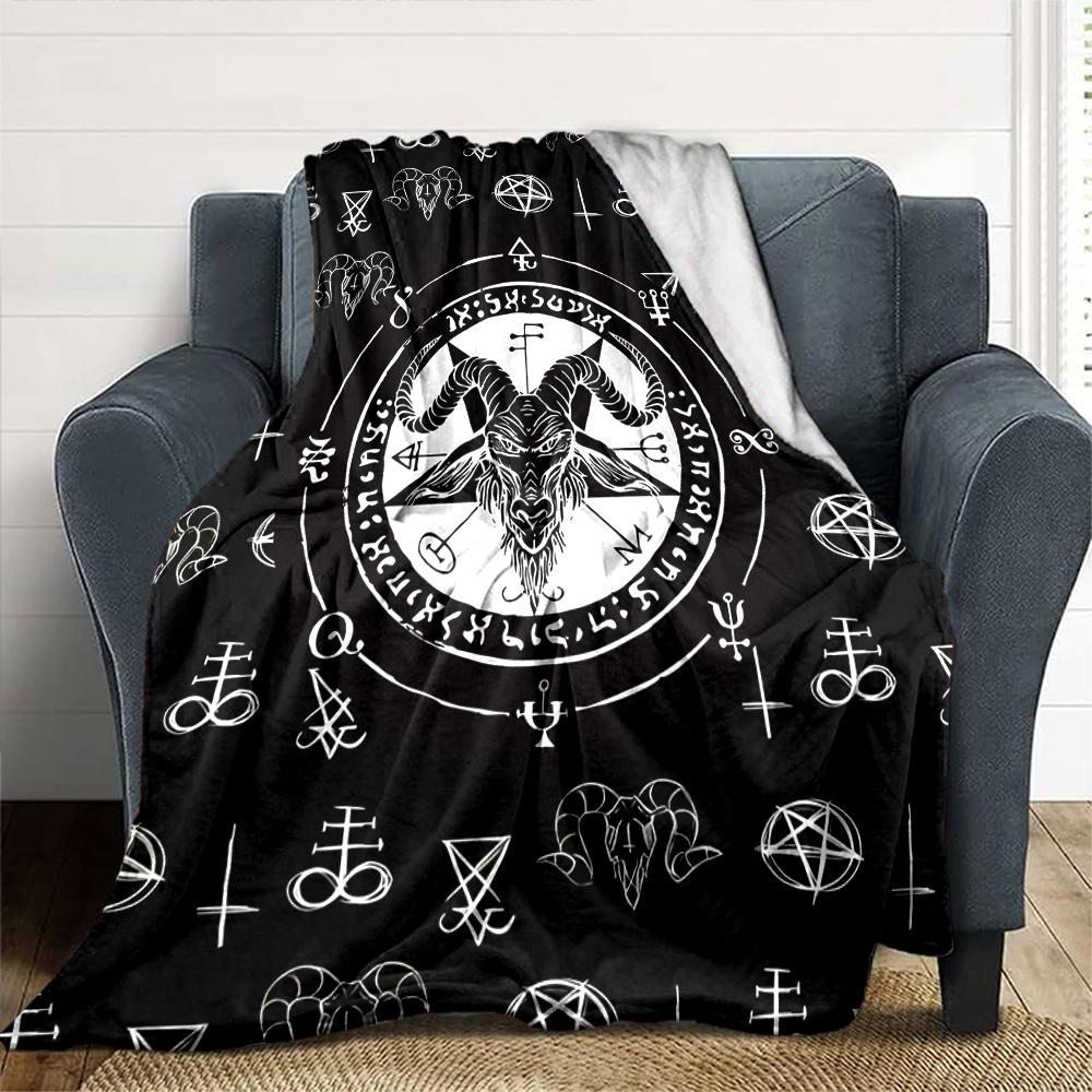 Satan Print Flannel Blanket High Quality Warm Comfortable Cover for All Seasons Perfect for Gifts Home Decor