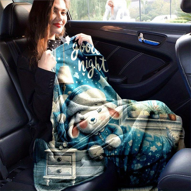 1pc Cute Lamb Printing Lightweight Flannel Blanket, Comfortable and Warm Blanket, for Camping Sofa Bed and Couch Office, Gift