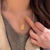 Vintage Four Leaf Clover Double Sided Brushed Pendant Necklace Fashion Luxury Diamond Inlaid Gold Pendant For Women