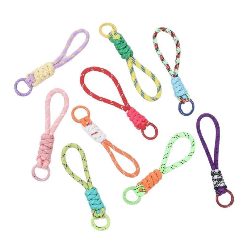 Double-Layer Woven Keychain Bag with Carabiner Pendant for DIY Hanging