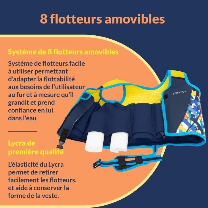 Gilet de Natation - Limmys - Premium - 8 Flotteurs Amovibles - Harnais de Sécurité - Bleu Marine