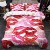 1 Set Love Theme Cartoon Duvet Cover Set - 2/3pcs, Soft Breathable Polyester, Valentine'S Day Lip Print Bedding Machine Washable