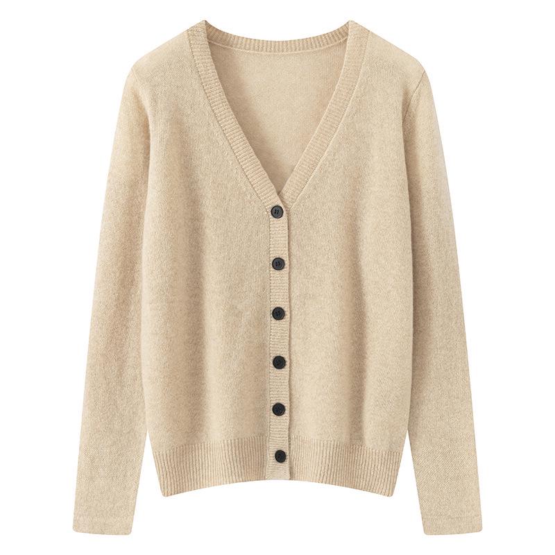 Women's 100% Pure Cashmere V-Neck Cardigan - New Fashion, Casual Knit Sweater Coat