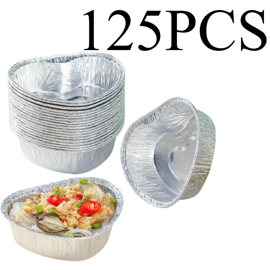50/100Pcs Aluminum Foil Tin Box Disposable Thickened Heart Shape Tin Foil Tray Takeaway Baking Food Container Kitchen Restaurant Quality