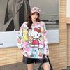 Korean Cartoon Print Rhinestone Round Neck Long Sleeve Pullover Sweater - Cute Loose Fit Autumn Winter Knitwear for Women