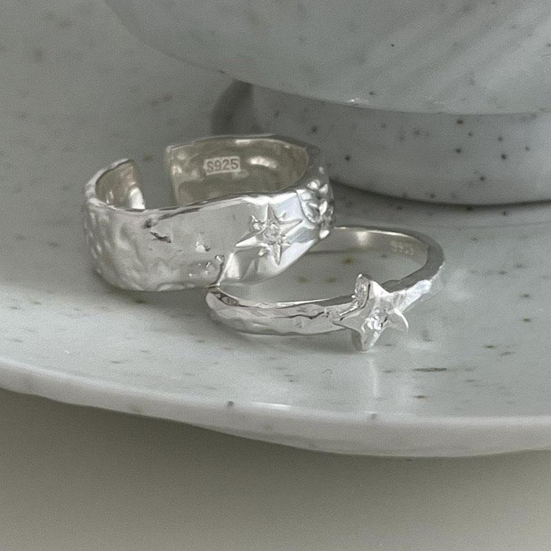 BF CLUB Silver Color Star Rings for Women men Fashion Geometric Handmade Irregular Vintage Ring Party Christmas Gift