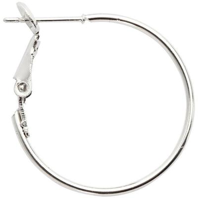 Silver Hoop Earrings - 25mm - 8 Pcs