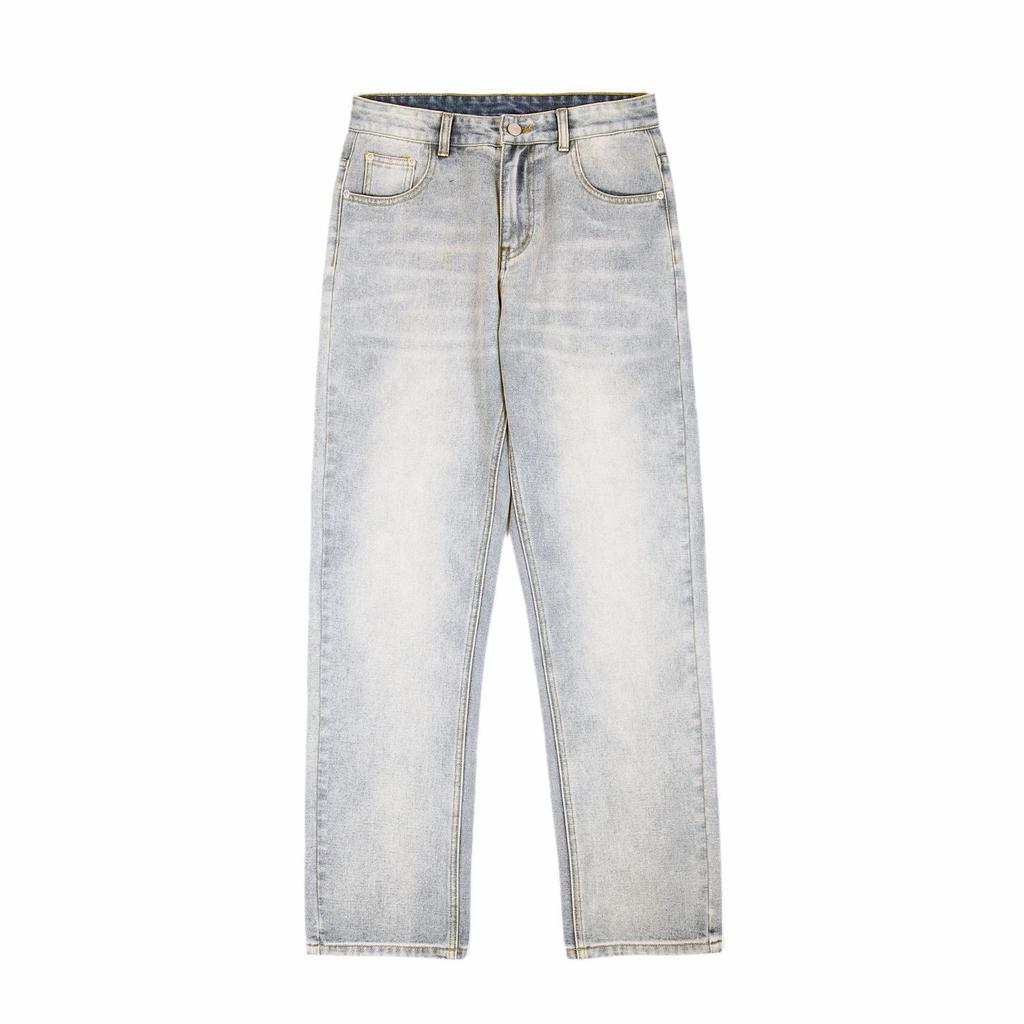 Pánské podzimní jednoduché džíny rovného střihu LKTM - trendy americké ležérní dlouhé kalhoty