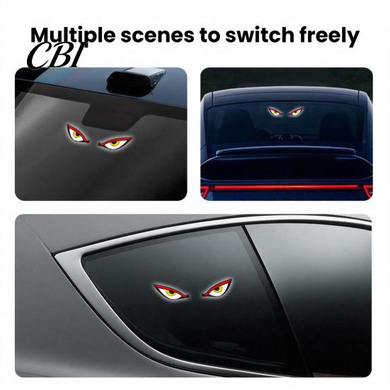 Energy Saving Car Decorations LED Warning Light with Animated Devil Eyes Shape, Solar Powered/Type-C Eye Led Accessories Charging Windshield