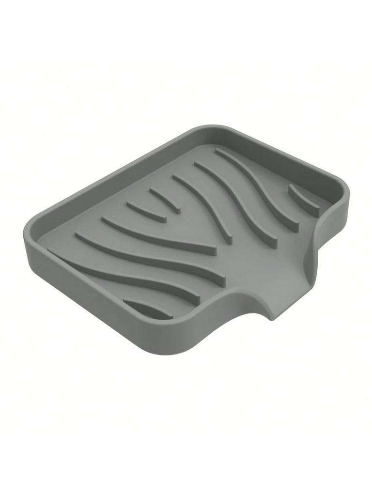 1PCS Silicone Soap Dish Solid Color Simple Style Self-Draining Non-Slip Countertop Sink Soap Holder Bathroom Storage Accessories