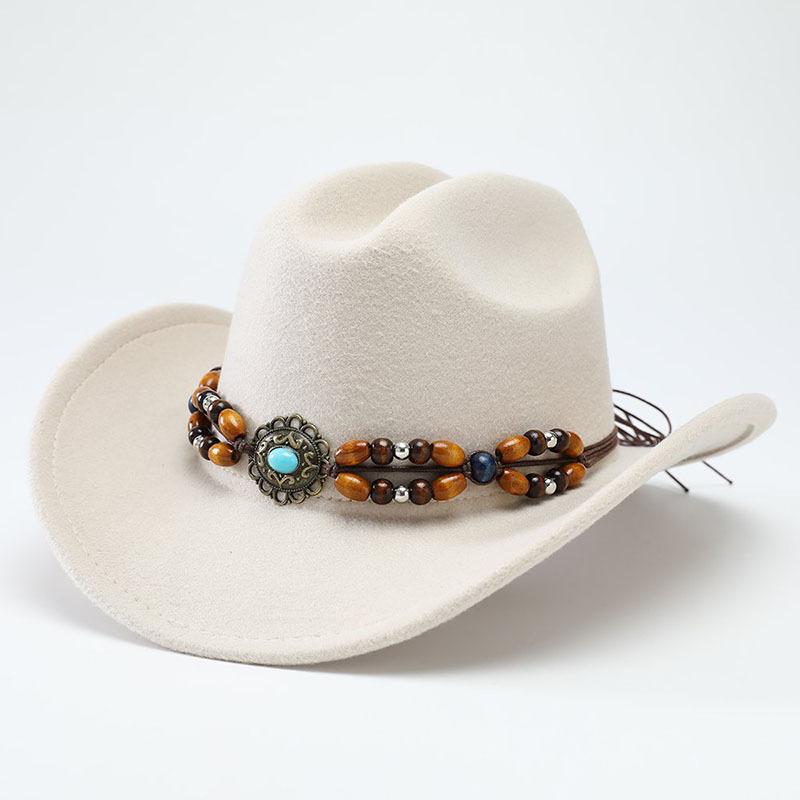 Autumn and Winter Woolen Top Hat Tibetan Hat European and American Style Jazz Hat Western Cowboy Hat Big Brim Felt Hat