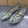 Fashion 2025 New Retro Flower Embroidery Mesh Ballet Flats for Women Plus Size Summer Fashionable Breathable Round Toe Mary Jane Shoes