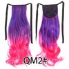 Colorful Ombre 2 Tone Cosplay Ponytail Hair Extension Body Wavy Fake One Piece Clip In Tie Up Pony Tail Dark Green/Green