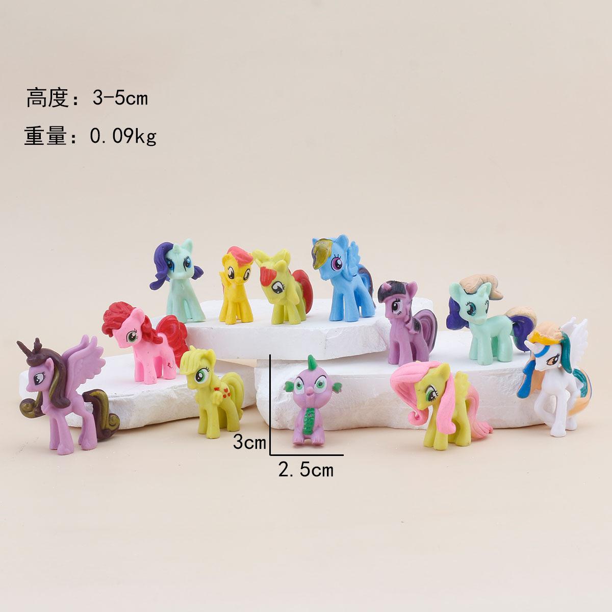 

12Pcs UnicornLittle Horse Figure Playthings Multiple Styles Animation Design Animals Ponies Miniature Figures for Girls Present
