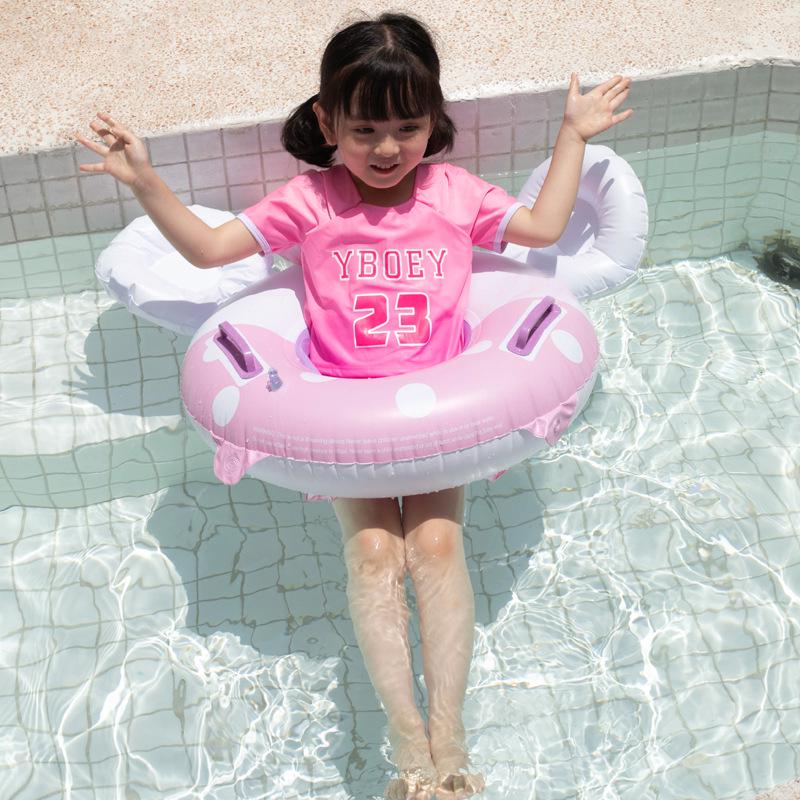 Pink Bow 3D Baby Inflatable Swim Ring with Handle and Seat
