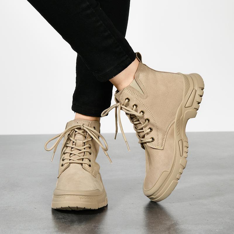 Winter Suede Motorcycle Boots Fashion Plus Velvet Outdoor Desert Boots Casual Classic British Style Shoes All-match Ankle Boots