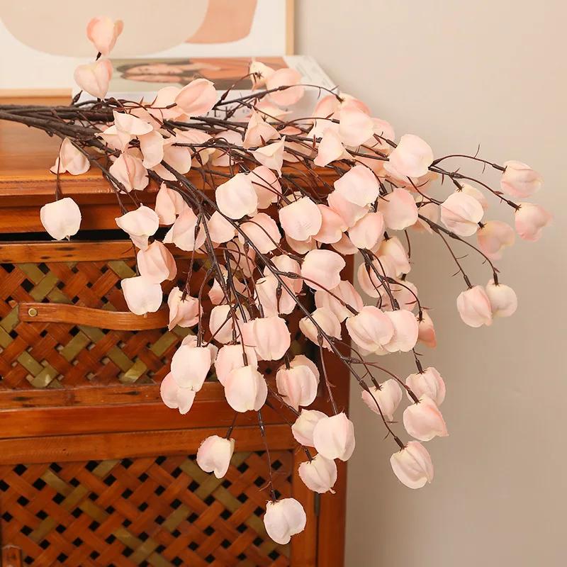 3pcs Artificial Flowers 100cm Silk Girl Fruits Branches Restaurant Decoration Simulation Autumn Lantern Fruit Green Plants