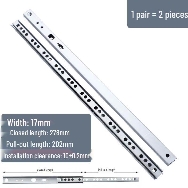 17mm Ultra-Narrow Bi-directional Ball Bearing Mini Slide Rail