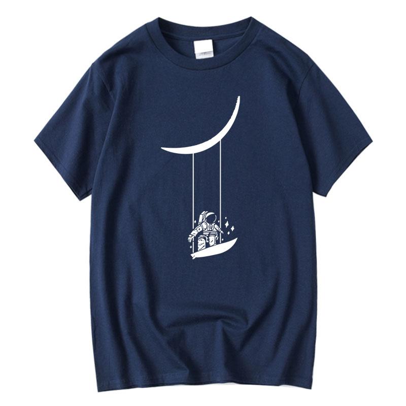 Unisexs Tshirt Cotton Blend Short Sleeve Funny Astronaut Print Unisex T Shirt Casual Summer Loose Tee Shirts Unisex Oneck Male Tshirt