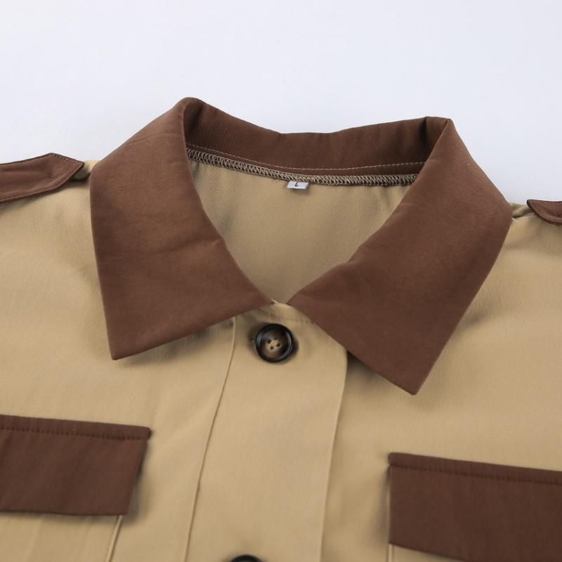 Womens VintageWomensVintage Contrast Color Lapel Long Trench Coat 2026 Old Money Style Khaki
