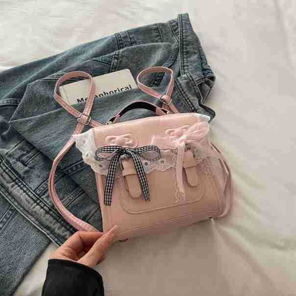Autumn bag cover square bag lace bow single shoulder diagonal back women's bag fashionable versatile backpack
