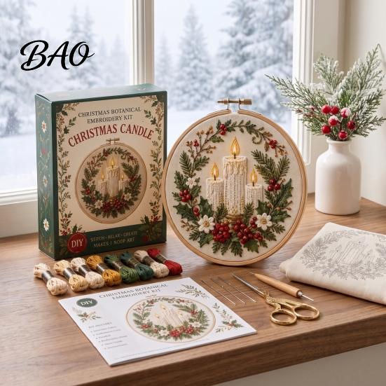 Cross Stitch Kit with Preprinted Patterns Christmas Embroidery for Beginners, Pre-Printed Pattern Full Set Anniversary And Birthday Gift Ideas