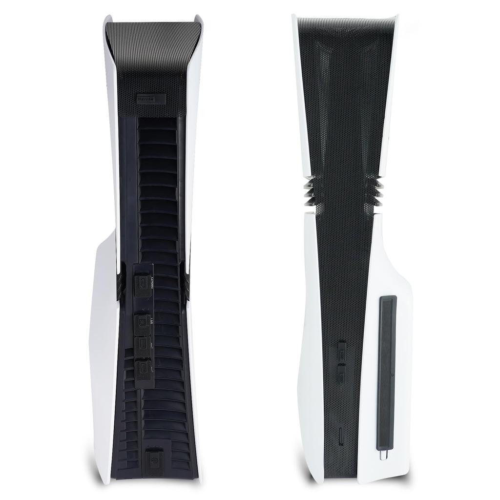 PlayVital PS5 Pro Dust Filter Silicone Plug Dustproof Accessory Port Easy Black & Set, (Includes Cover), Installation,