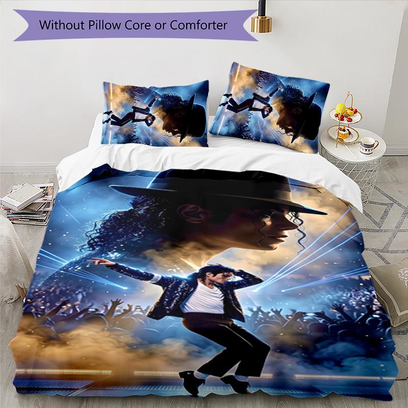 3pcs Michael Jackson Design Cover Set - HD Printed Bedding with 1 Cover and 2 Pillowcases - Perfect for Home and Dorm Decor