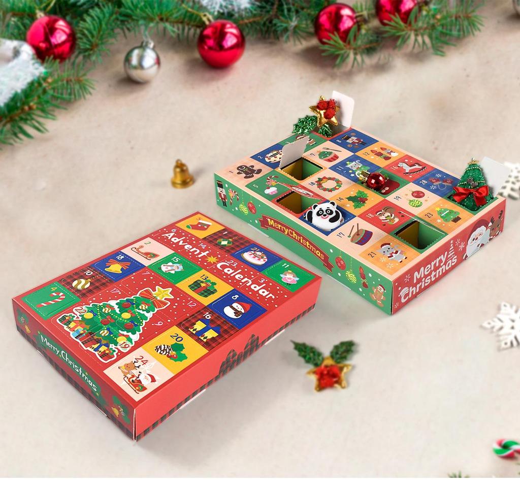 24-Grid DIY Christmas Surprise Box with Snap-Button Closure (5-Pack)