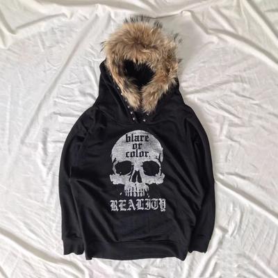 VAYLA Amerikanischer Retro Totenkopf Buchstaben Print Langärmliger Flauschiger Hoodie Herbst Winter Kapuzenpullover Y2k Top