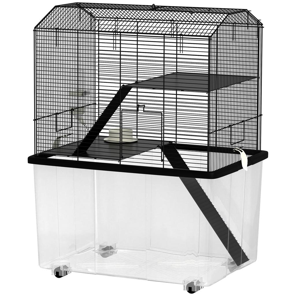 Three Tier Gerbil Cage Hamster Cage For Dwarf Hamster W Wheels Deep Bottom Food Dish Water Bottle