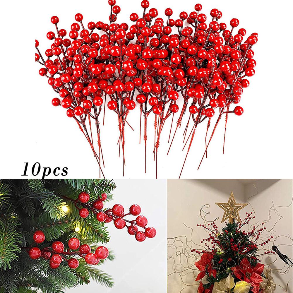 Artificial Red Berries Silk Circle 10 Pcs 12 Forks