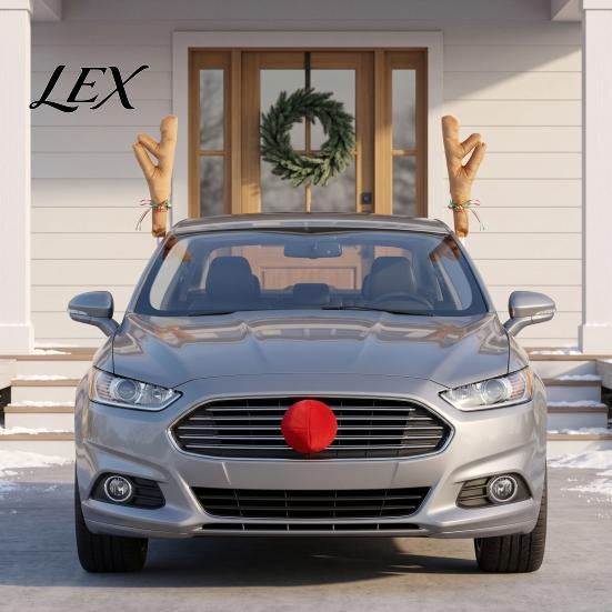 Cute Elk Antlers with Red Nose Christmas Reindeer Car Nose, Plush Vehicle Decoration Festive Styling Kit Jingle Bell Ribbon, Auto Accessory