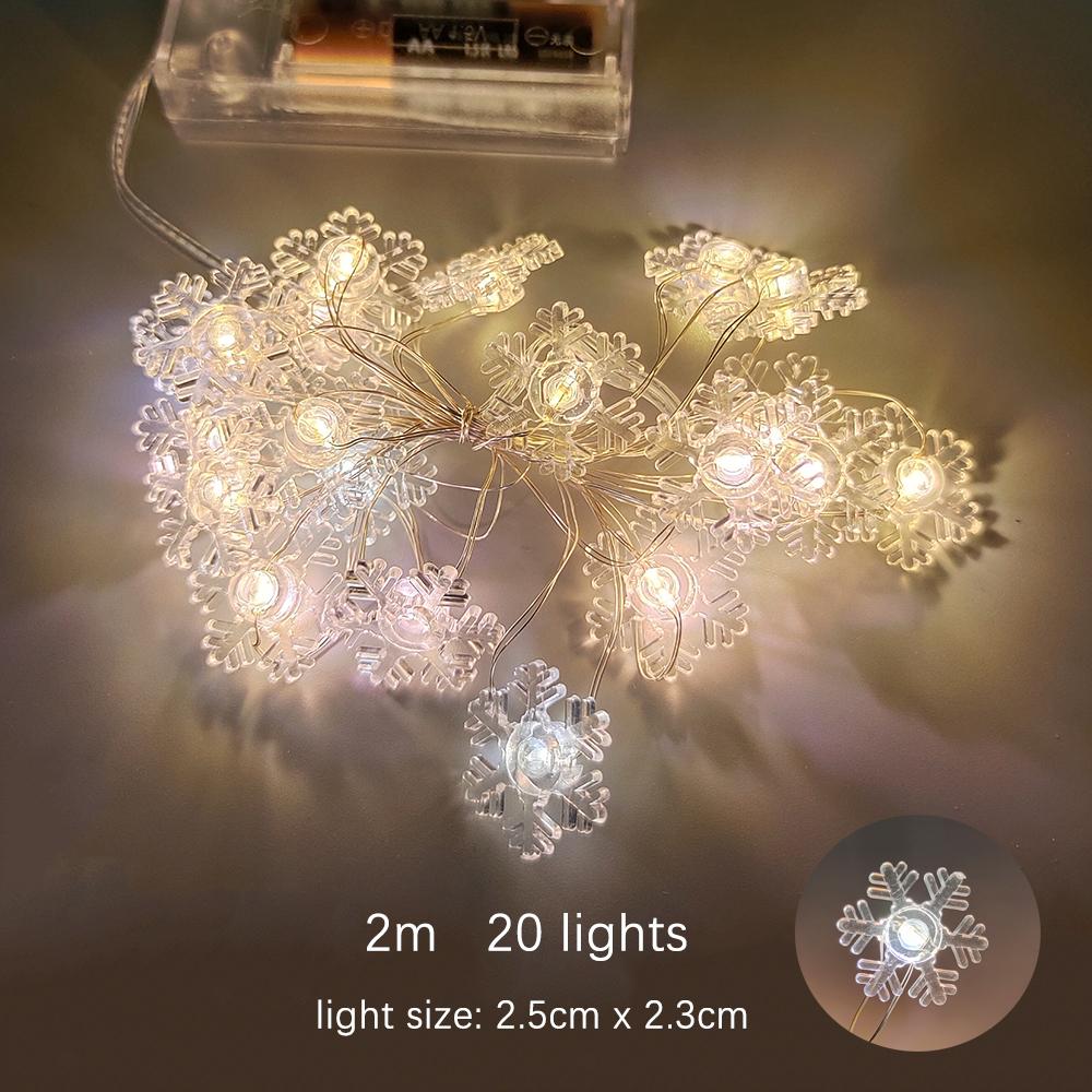 2M 20Leds საშობაო განათების სიმებიანი სანტა კლაუსი ფიფქია Led Light Xmax Garland სინათლის ორნამენტი საბავშვო საჩუქარი საშობაო დეკორაცია 2024