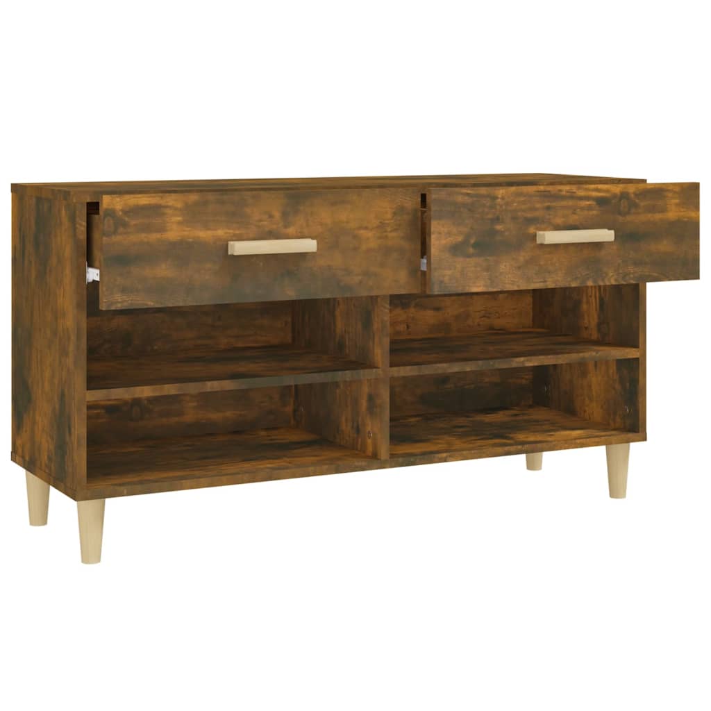 Shoe Cabinet Smoked Oak 102 x 35 x 55 cm Wood Based Material