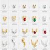 10Pcs Gold Silver Elk Antler Shape Alloy Diamond Nail Ornament Manicure Decoration Accessories