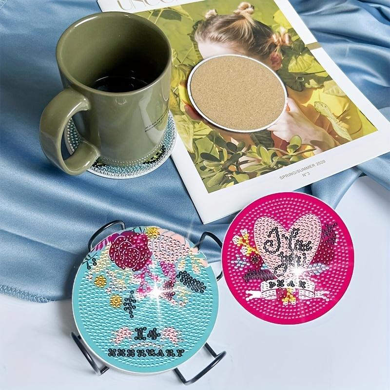

1 Set Christmas/Valentine s Day Diamond Painting Gift - DIY Full Diamond Acrylic Round Coaster Placemat