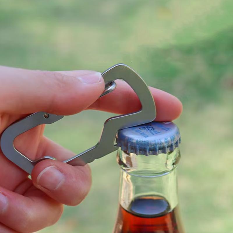 Mini Multifunctional Mountaineering Buckle Practical for Hiking Camping Bottle Opener Stainless Steel Pocket Climbing Carabiners