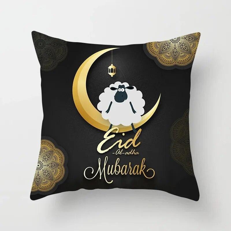 Ramadan Decorative Sheep Pillowcase Eid Mubarak Moon Mosque Cushion Cover Decorative Pillowcase Sofa Living Room Cushion
