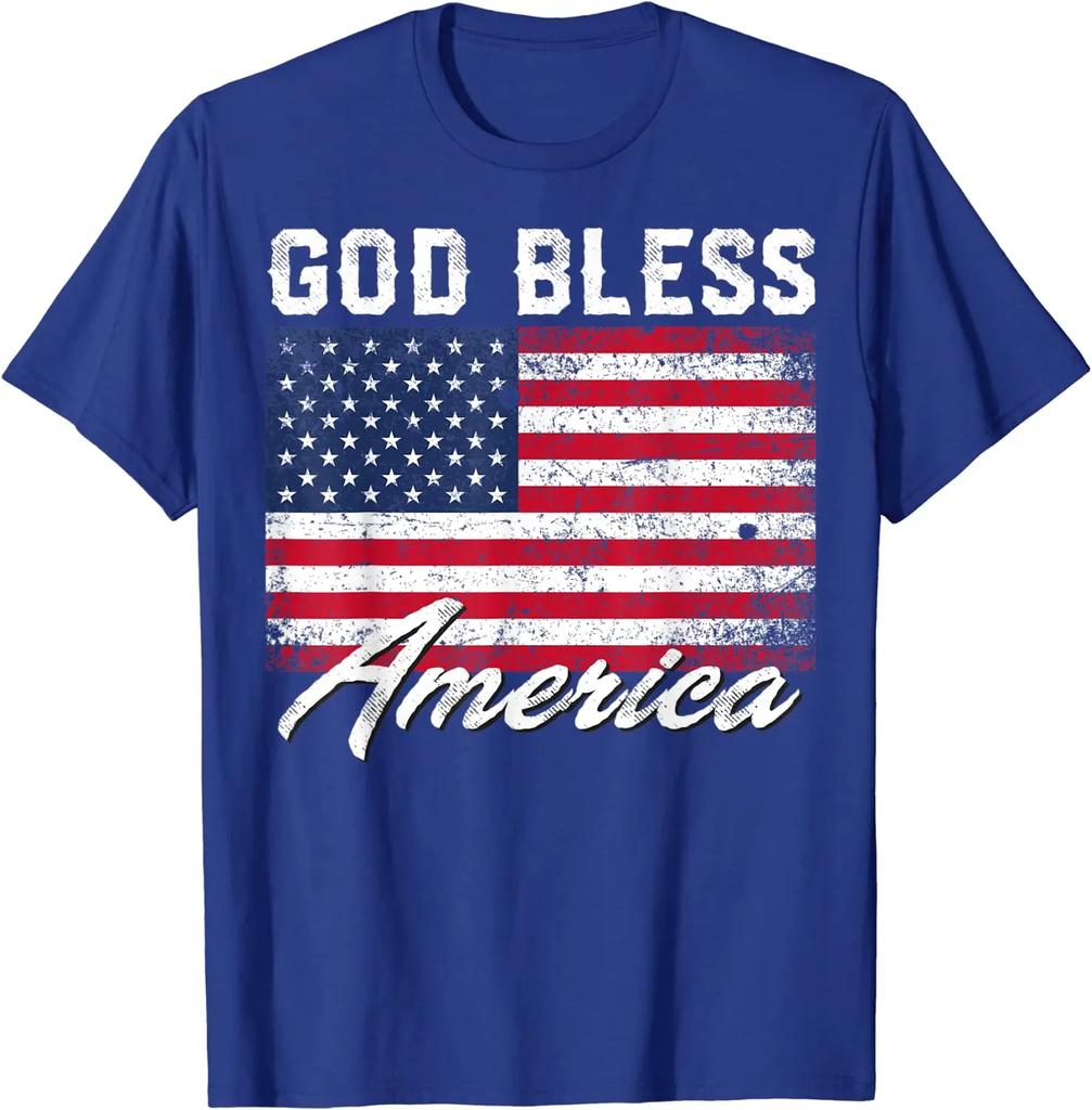 God Bless America USA Flag 4th of July Patriotic T-Shirt UnisexGraphic T Shirts Cotton Casual Daily Four Seasons