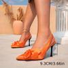 Women's Large Size Sandals Summer Solid Color Bow Tie Pointed Toe Fine Heeled High Heels