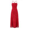 Abito lungo da donna in jacquard sexy aderente con spalline sottili e design a halter