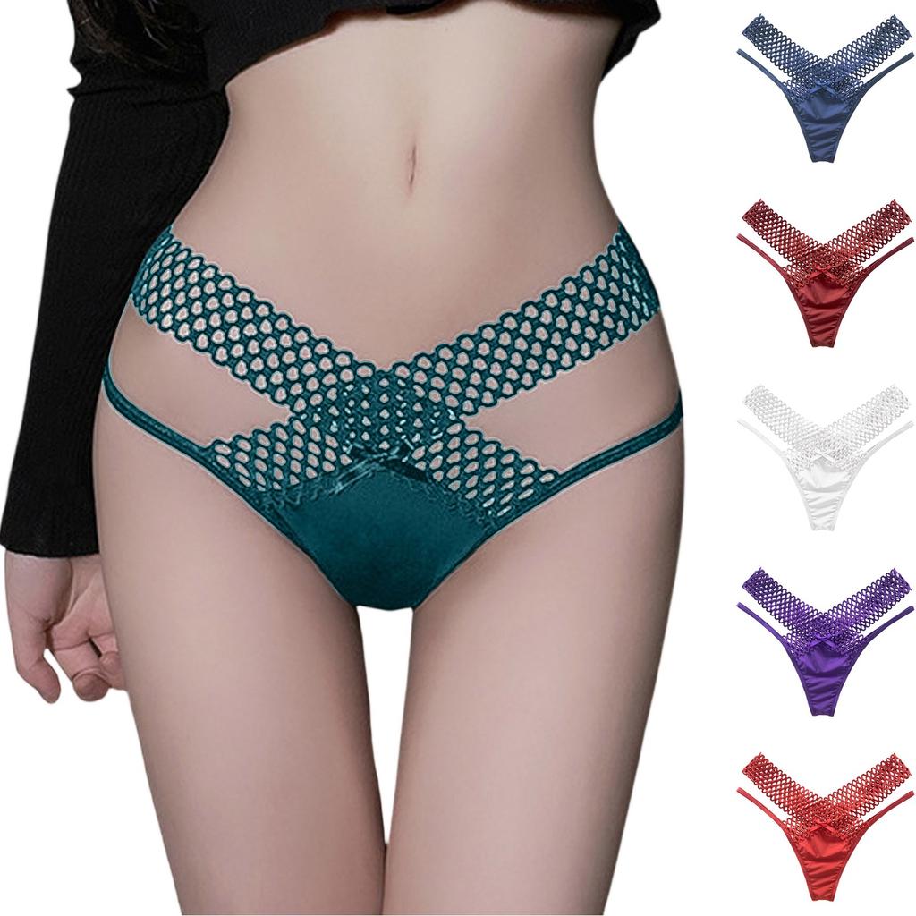 Women's Loose Casual Hollow Ice Silk Underwear, Low Waist Thong Low Waist Thong Thong