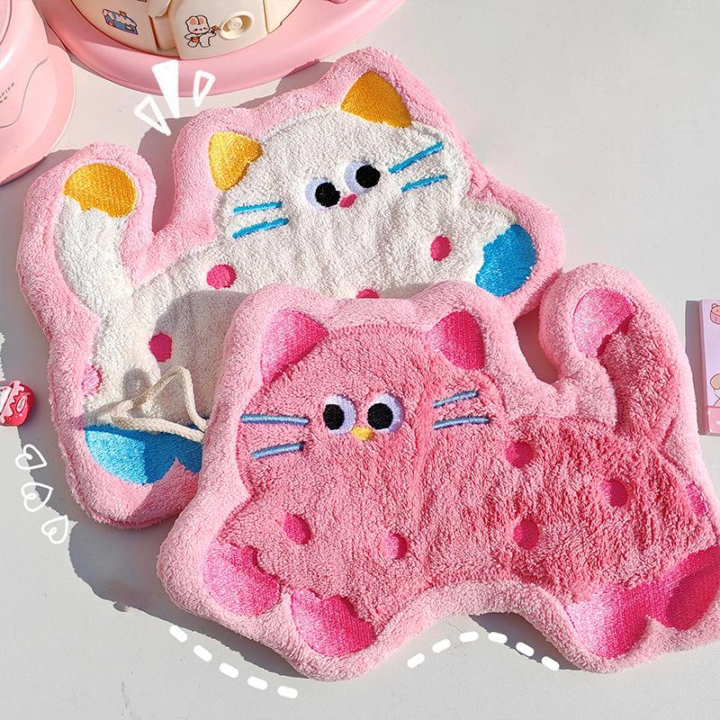 Bathroom Absorbent Hand Towel Kawaii Thickened Handkerchief Wall Hanging Hand Cloth Kitchen Hand Towel Room Decor