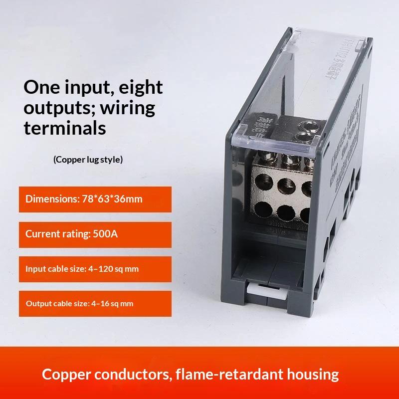 One In Multiple Out Din Rail Terminal Block 150A Universal Distribution Box Wire Connector Abs/Copper Power Junction Box