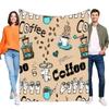 Coffee-Themed Blanket Cozy Soft Throw for Home Sofa Bed Decorative Warm Throw Gift Idea for Coffee Lovers, Unique Stylish Design