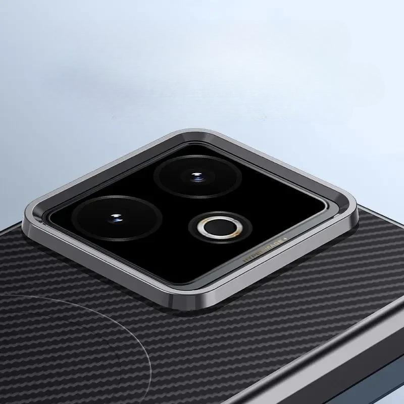 Custodia Magnetica con Texture in Fibra di Carbonio per Realme GT7 GT 7T Opaca Antiurto Ricarica Wireless Bordo Morbido di Protezione per Realme GT 7 Pro